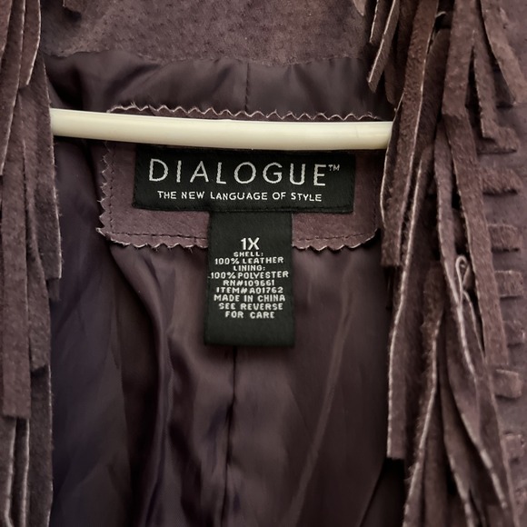Dialogue Leather Jacket Womens 1X Plus Size Purple Seude Fringe‎ Western Boho - Picture 3 of 10